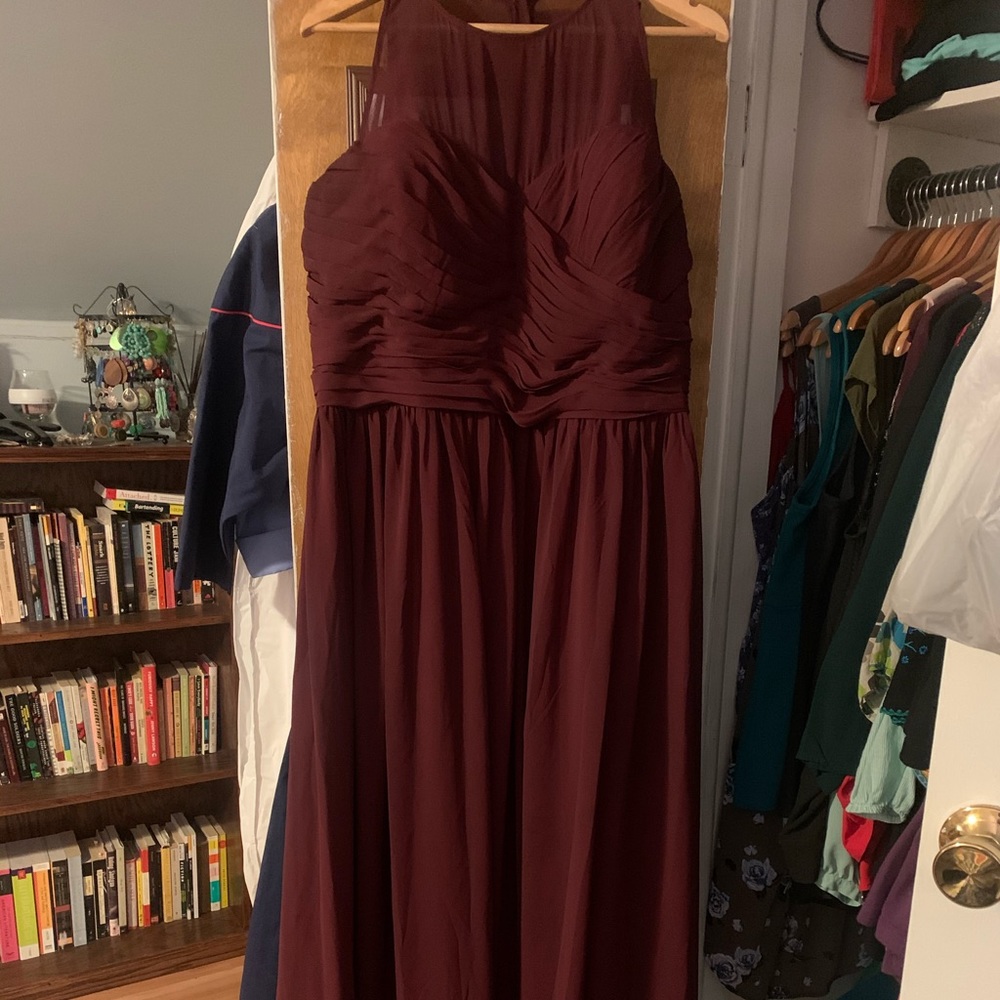 Wine colored long bridesmaid dress